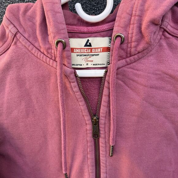 American Giant Classic Full Zip Sweatshirt Hoodie Size Medium Salmon Pink - Picture 3 of 8